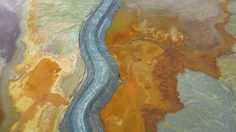 Aerial view of Mining activity. Apocalypse scenery. Earth destruction. Stock Footage 261554213