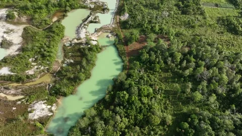 Aerial View of Mining Altered Landscape in Belitung Stock-Footage 327849429
