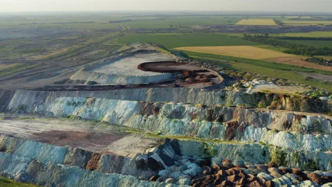 Aerial view of mining and processing plant Stock Footage 133334676