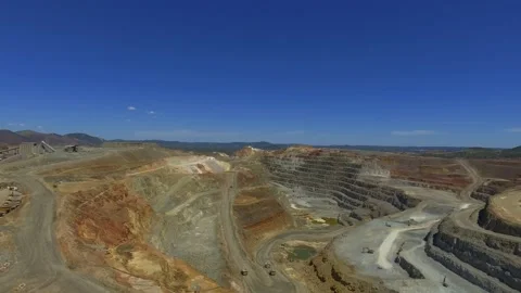 Aerial view of mining exploitation in Riotinto 4k Stock Footage 143646511