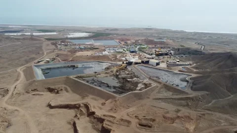 Aerial view of mining operation in peruvian desert Stock Footage 337788559