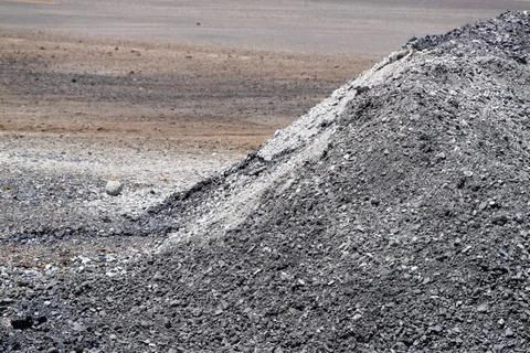 Aerial view of mining operations ash and residue in desert landscape and en.. Stock Photos