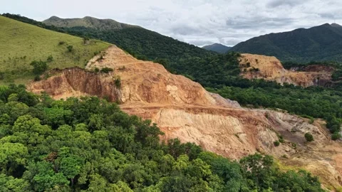 Aerial View of Mining Quarry in Tropical Mountains Coron Stock Footage 325696326