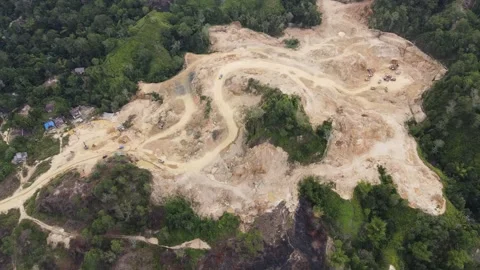 Aerial view of mining site in Papua, Indonesia. Stock Footage 340607139