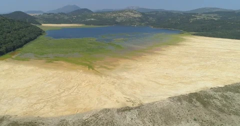 Aerial view of a mining waste disposal and the ecological damage Stock Footage 99436201
