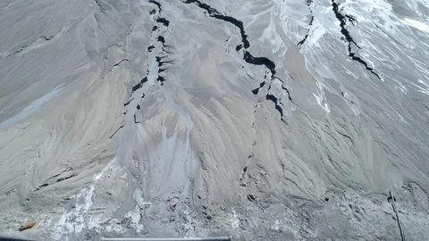 Aerial view of a mining waste disposal Stock Footage 114838424