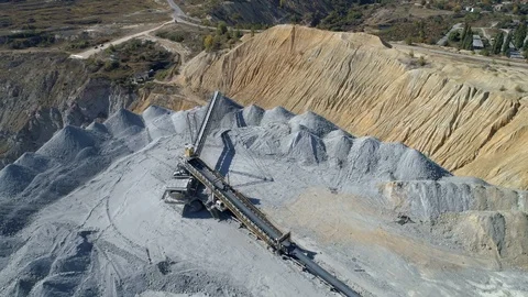 Aerial view of a mining waste disposal Stock Footage 114838859