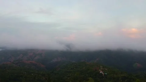 Aerial View of Misty Mountain Range at Sunrise Video stock 332540106