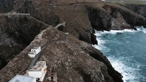 Aerial View of Mizen Head Signal Station, Cork County, Ireland. Stock Footage 233196537