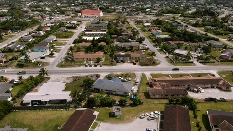 Aerial View of Mobile Cell Tower at Columbus Park, Grand Bahama, Bahamas Stock Footage 106158553