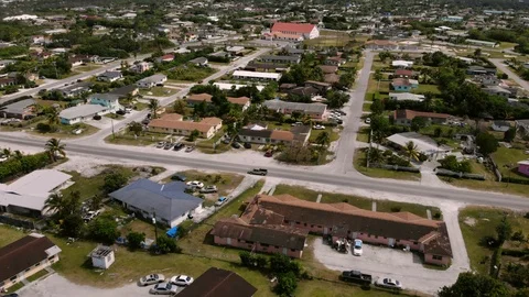 Aerial View of Mobile Cell Tower at Columbus Park, Grand Bahama, Bahamas Stock Footage 106158614