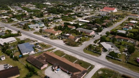 Aerial View of Mobile Cell Tower at Columbus Park, Grand Bahama, Bahamas Stock Footage 106158646
