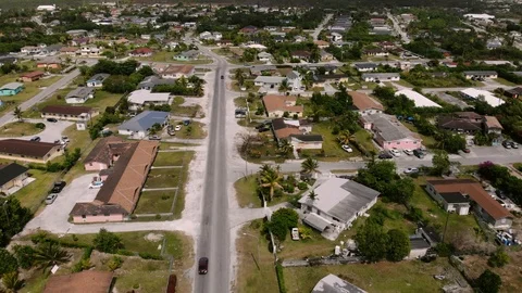 Aerial View of Mobile Cell Tower at Columbus Park, Grand Bahama, Bahamas Stock Footage 106158685