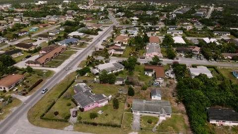 Aerial View of Mobile Cell Tower at Columbus Park, Grand Bahama, Bahamas Stock Footage 106158742