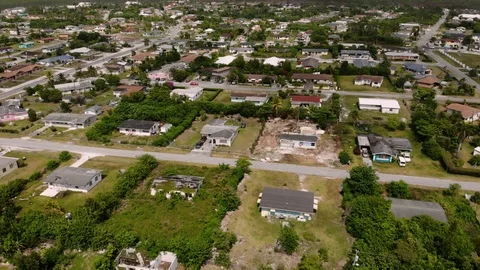 Aerial View of Mobile Cell Tower at Columbus Park, Grand Bahama, Bahamas Stock Footage 106158846
