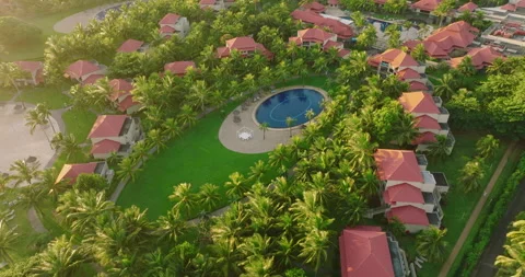 Aerial view. Modern and ecologic green spaces with many trees. Lots of green Stock Footage 196607283