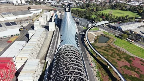 Aerial view of modern architecture and transportation hub Vidéo 340513147