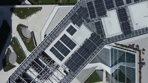 Aerial View Modern Architecture, Voltaic Systems in Milan, 4k Drone Footage Stock Footage 205750451