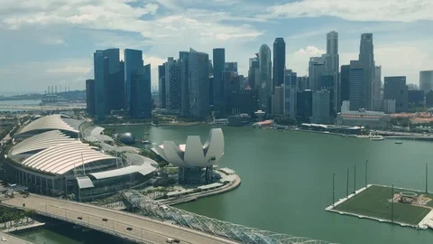 Aerial view of modern architectures built in financial centre, Singapore Stock Footage 118120576