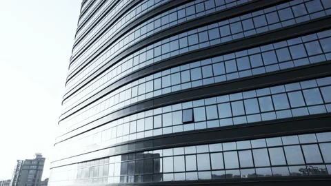 Aerial view of modern building with glass wall Video stock 165222753
