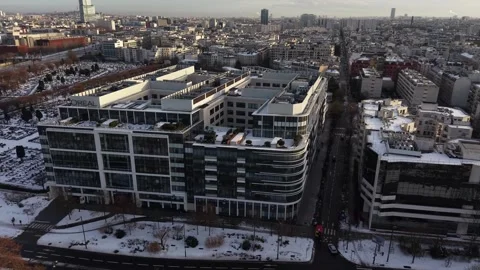 Aerial View Modern cityArchitecture Winter, Paris, France Stock Footage 327770497