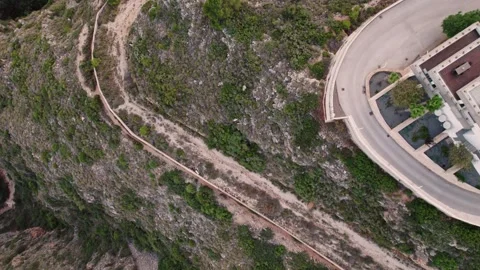 Aerial view of modern construction Zona Encinas, Cumbre del Sol, Alicante, Spain Vidéo 249696163