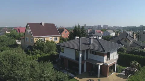Aerial view of modern cottage. Stock Footage 152293780
