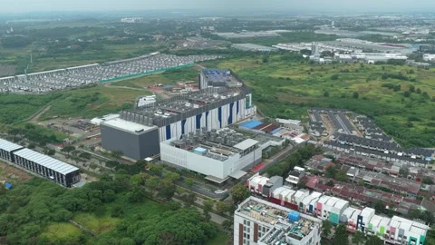 Aerial view of a modern data center in jakarta indonesia Video stock 327812752