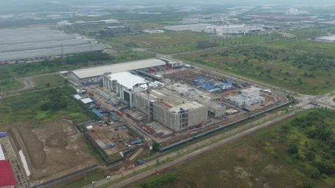 Aerial view of modern data center construction site in jakarta, indonesia Stock Footage 327812874