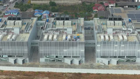 Aerial view of modern data center building for cloud computing Stock Footage 327818996
