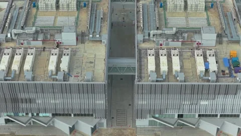 Aerial view of modern data center building exterior Stock Footage 327819006