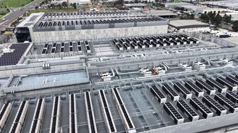 Aerial view of a modern data center rooftop Stock Footage 337810657