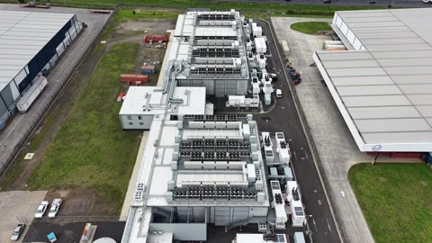 Aerial view of modern data center building Video stock 340503584