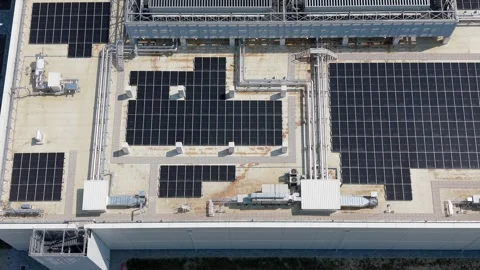 Aerial view of a modern data center campus in Melegnano, Italy, featuring Stock Footage 341465878
