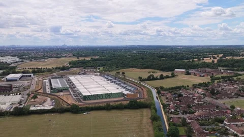 Aerial View of a Modern Data Center in Green Fields Stock Footage 342077667