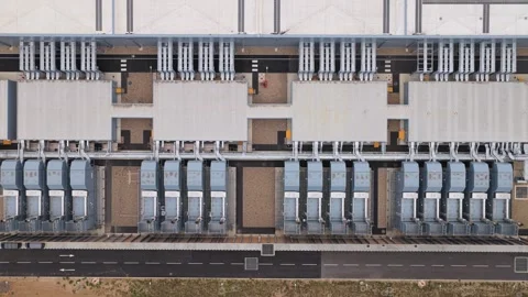 Aerial View of a Modern Data Center With Cooling Units Stock Footage 342077755