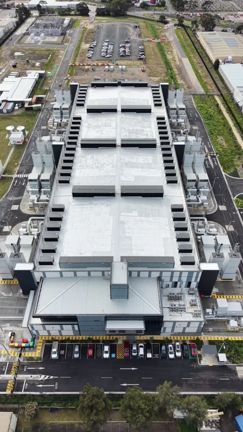 Aerial view of a modern data center building infrastructure Stock Footage 342328226