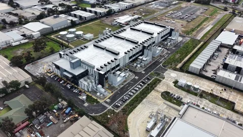 Aerial view of a modern data center industrial complex Stock Footage 342328244