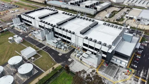 Aerial view of a modern data center infrastructure Stock Footage 342328344