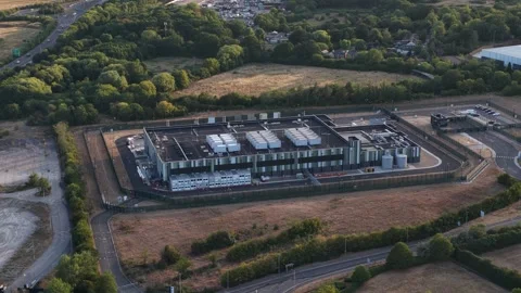 Aerial view of a modern data center building for cloud computing Stock Footage 342850812