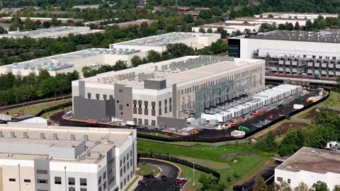 Aerial view of a modern data center under construction Stockbeeldmateriaal 343326225