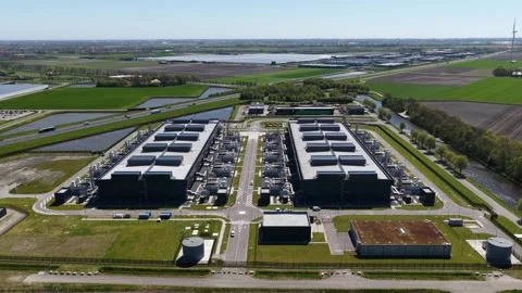 Aerial view modern data center campus providing colocation services Stock Footage 346605968