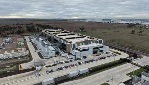 Aerial view modern data center complex infrastructure Stock Photos