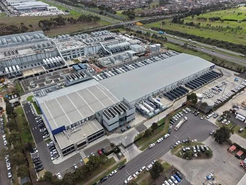 Aerial view modern data center complex infrastructure Stock Photos
