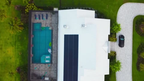 Aerial view of a modern house side to side Stock Footage 239853866