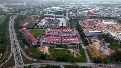 Aerial view of modern housing complex Stock Footage 333602917