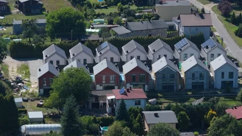 Aerial view of a modern housing development construction 스톡 동영상 348214229