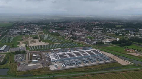 Aerial view of a modern hyperscale data center infrastructure Stock Footage 340352699