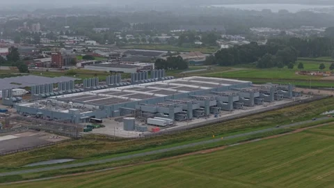 Aerial view of modern hyperscale data center infrastructure Stock Footage 340352718