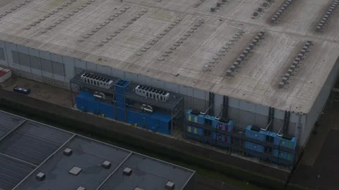 Aerial view of a modern industrial data center facility Video stock 328337874